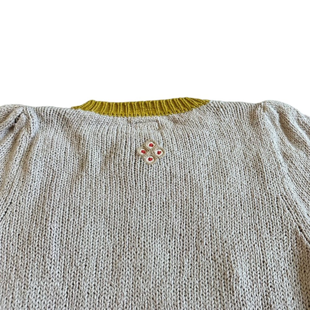 Mother Powder Puff Short Sleeve Sweater Ticket to Ride Bold Print Size Large - Picture 10 of 14